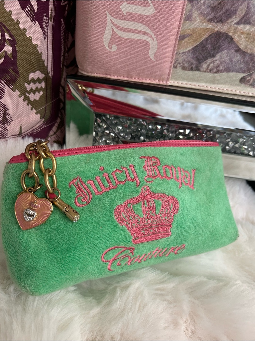Rare Y2K Vintage 2006 Juicy Royal Couture Watermelon Green Pink Cosmetic Bag